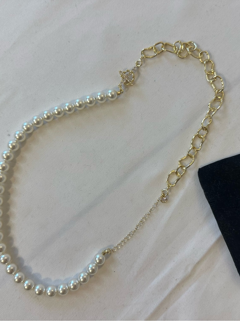Pearl and Gold Chain Necklace - White Pearls, Gold Chain